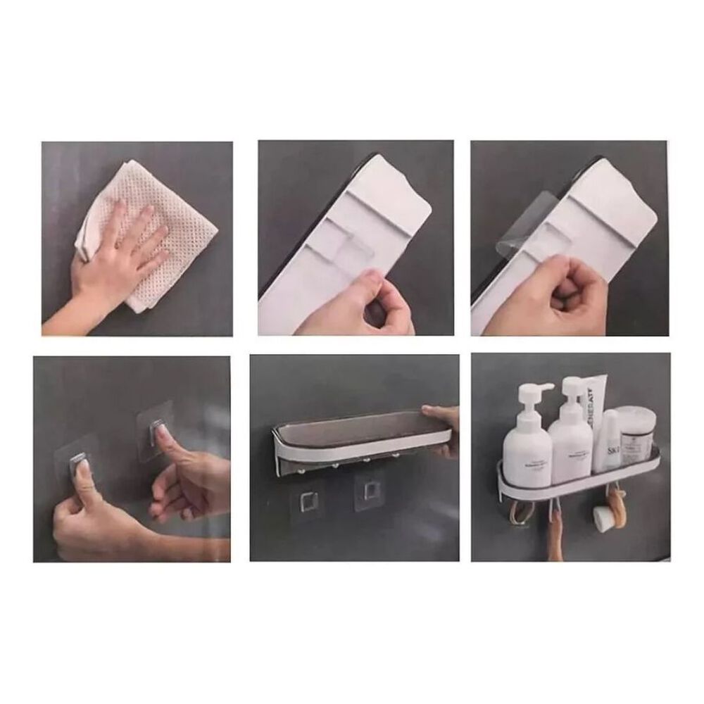Estante Adhesivo Con Ganchos Colgar Organizador Cocina Baño image number 2.0