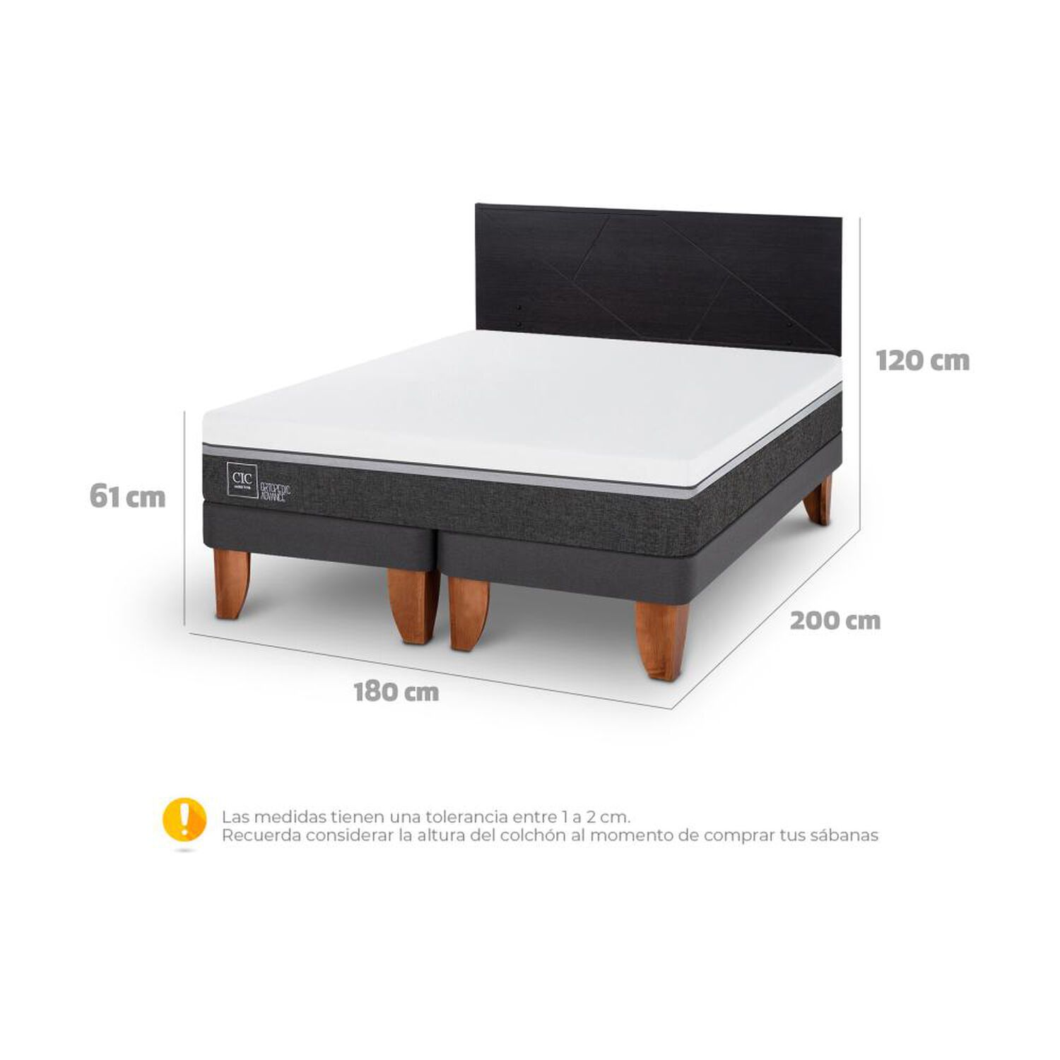 Cama Europea Cic Ortopedic Advance / King / Base Dividida + Respaldo image number 5.0