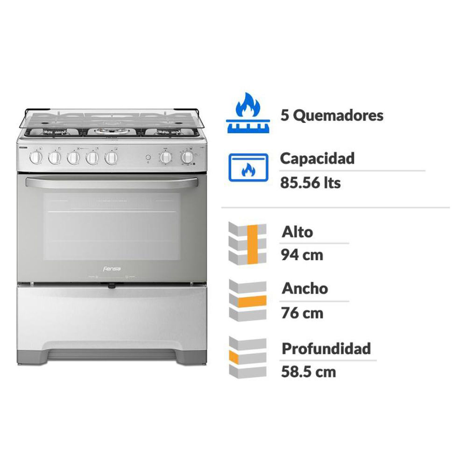 Cocina A Gas Fensa F 5500 T / 5 Quemadores image number 1.0