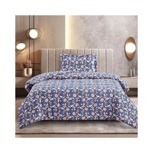 Plumon Andes Estampado Flor Azul 26 1.5 Plazas