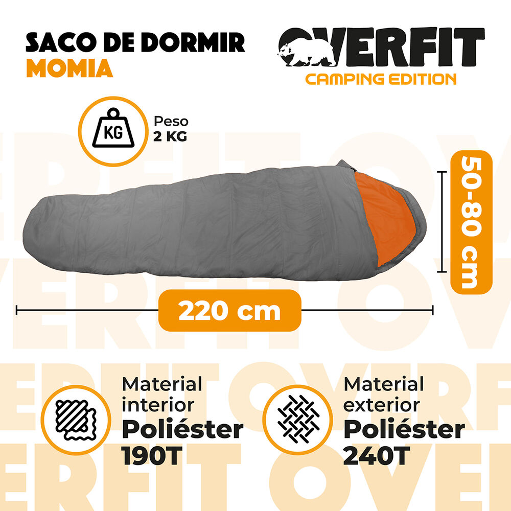 Saco De Dormir Termico 0 A 15 Grados Momia Overfit Camping image number 1.0