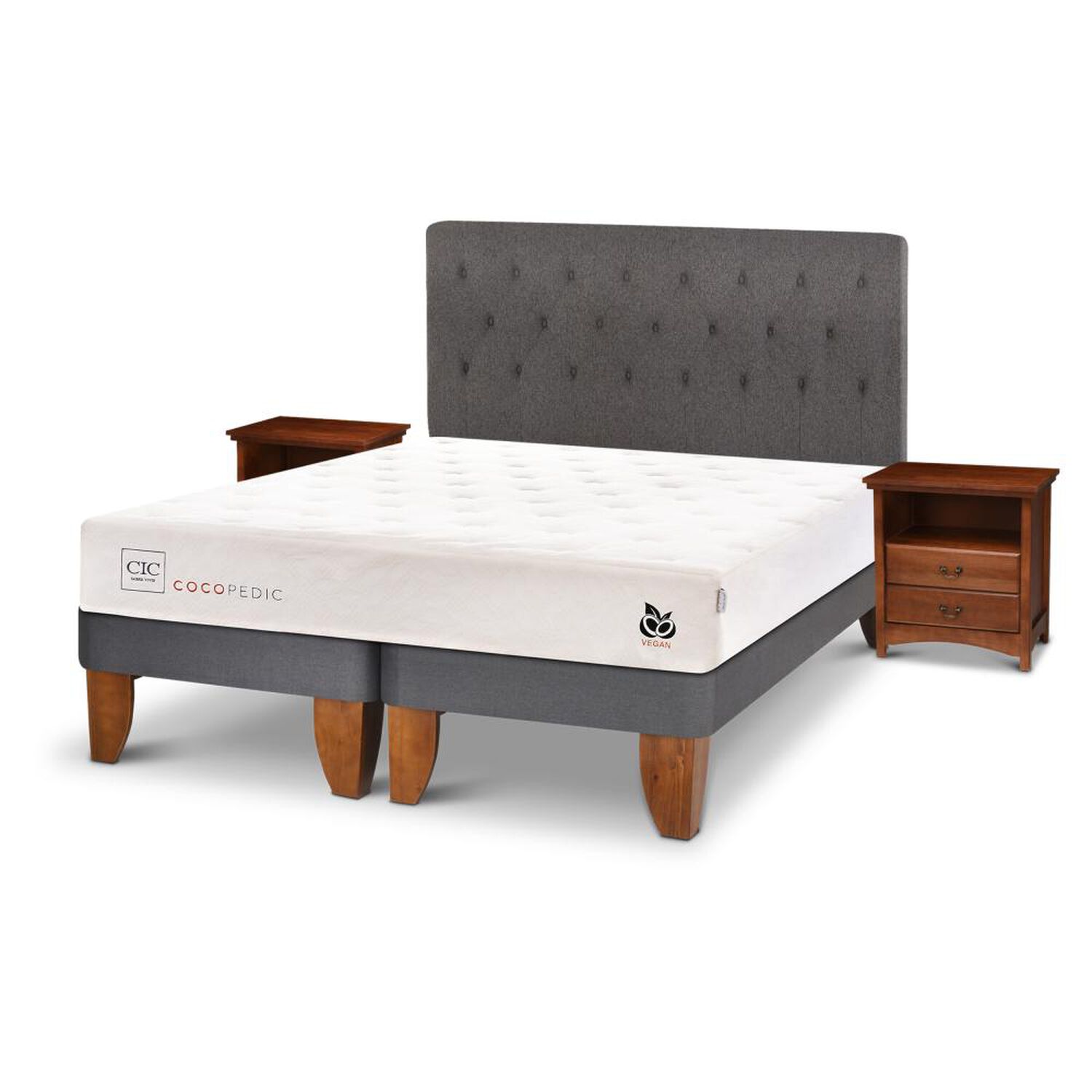 Cama Europea Cic Cocopedic / King / Base Dividida + Set De Maderas image number 1.0