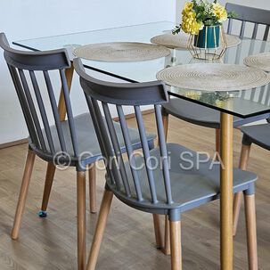 Comedor Vidrio Templado 120x80cms + 4 Sillas Windsor