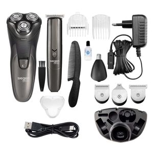 Combo Afeitadora Y Corta Pelo Siegen SG-8440C01 4 en 1 + Base Cargadora