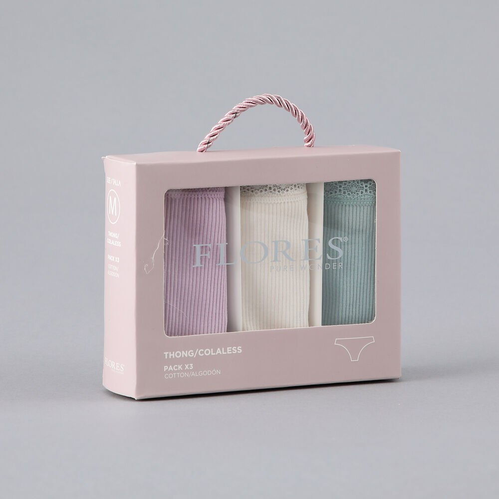 Pack 3x Colaless Algodon Rib Flores Mujer 25575-1 image number 0.0