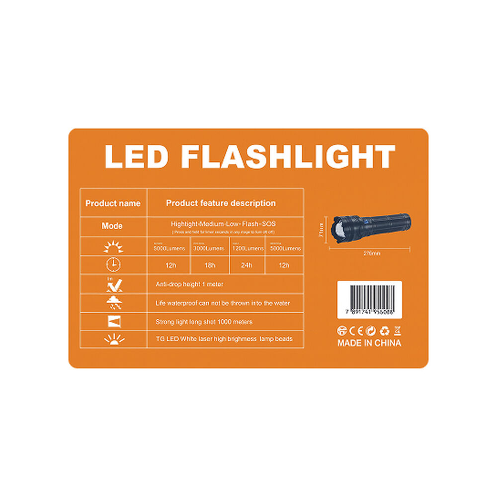 Linterna Táctica De Seguridad | 6000 Lúmenes, Recargable Y Resistente image number 5.0