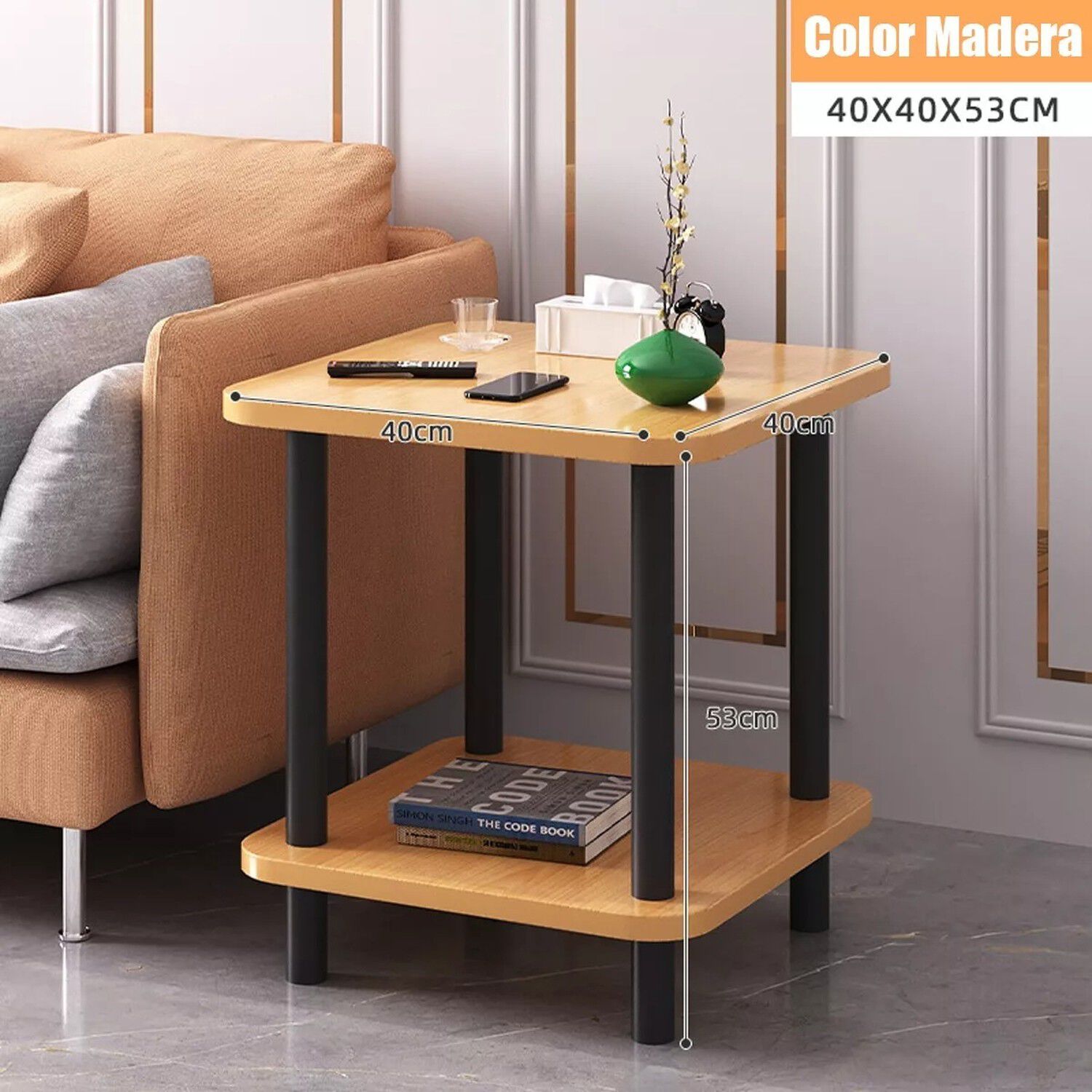 Mesa Centro Minimalista Madera Almacenamiento Espacio Reducido image number 2.0