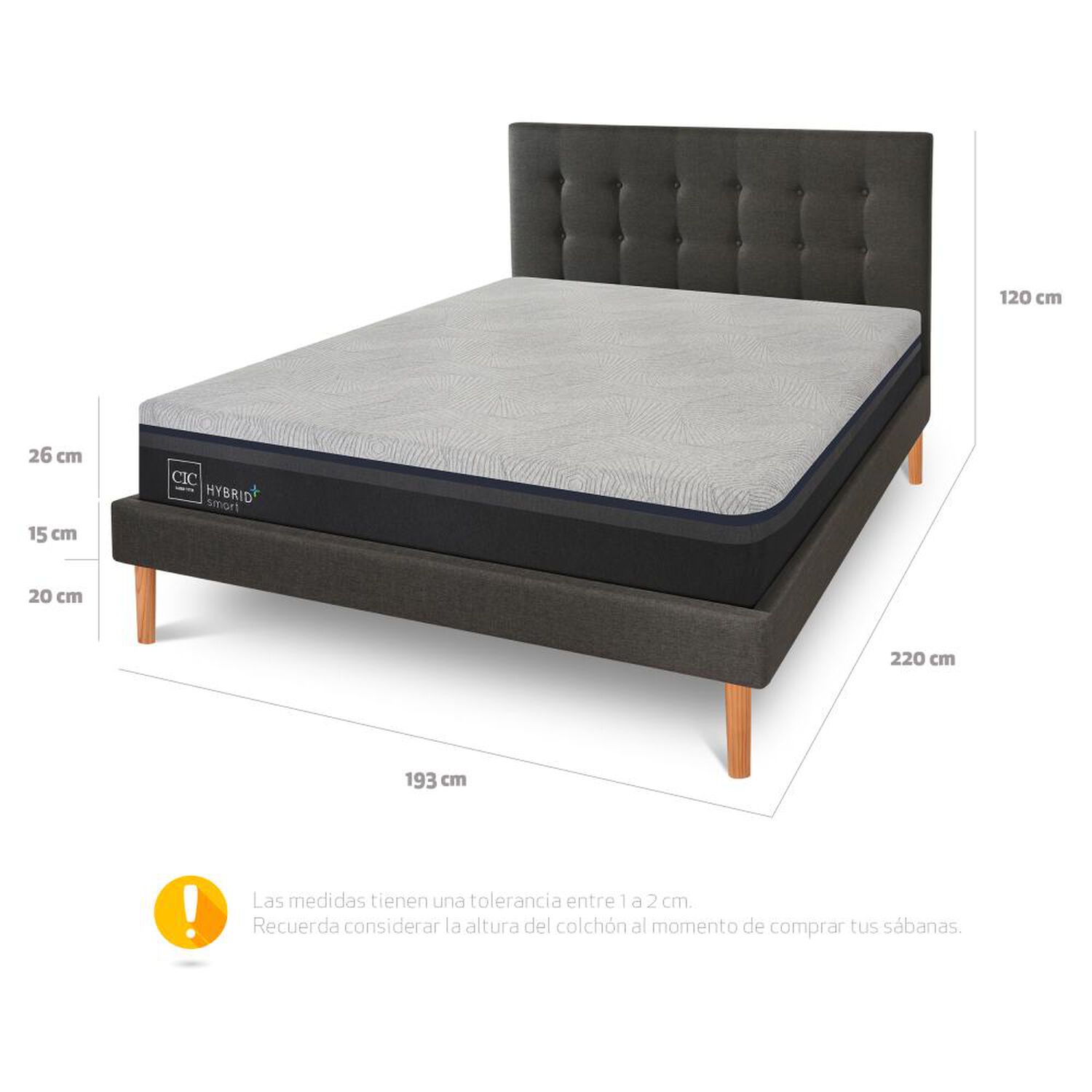 Cama Europea Cic Hybrid Plus / King / Base Normal image number 5.0