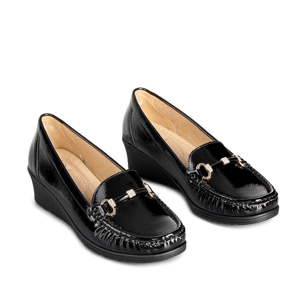 Mocasin Casual Mujer Vintage Cuña Charol Metalica Weide Js73 image number 5.0