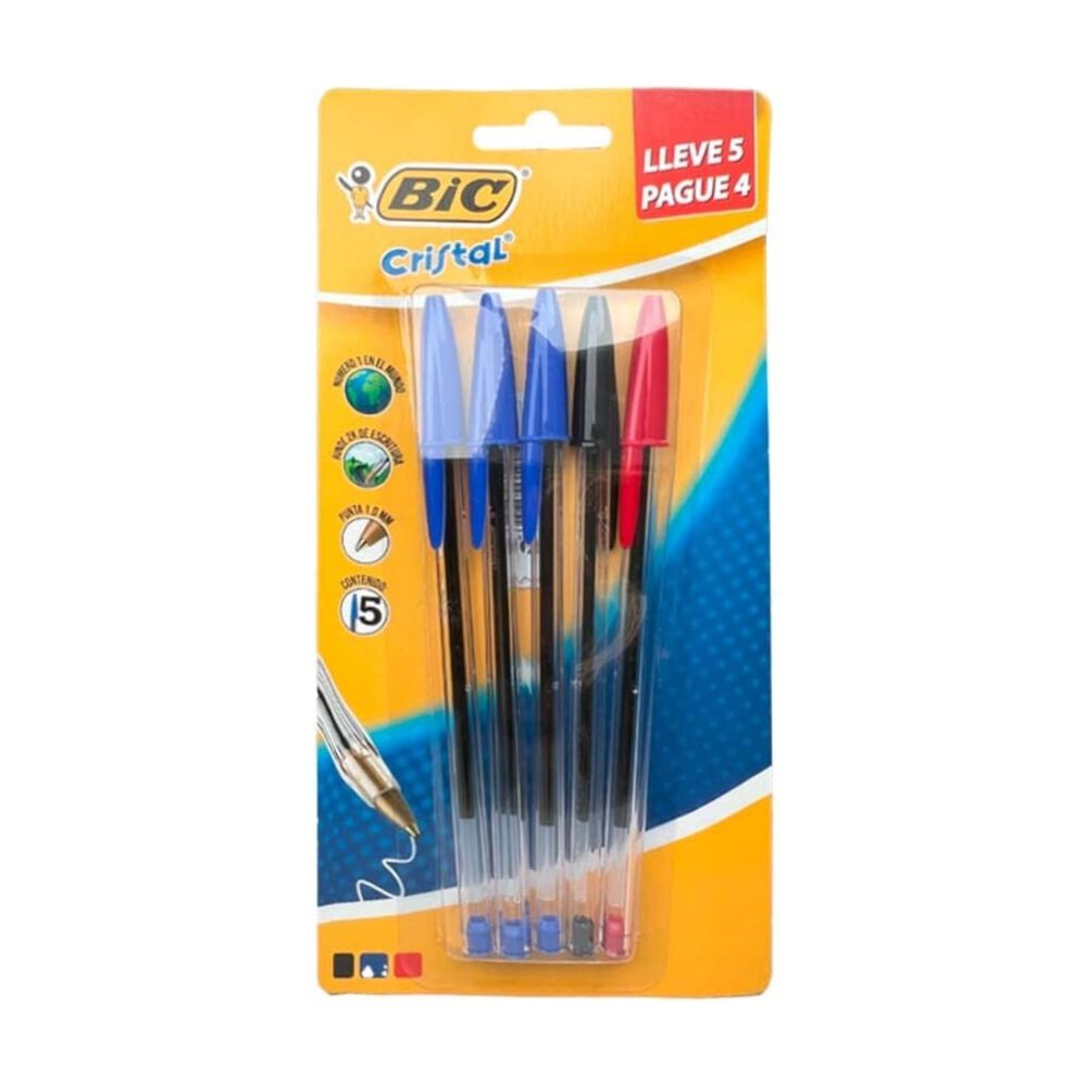 Pack X 4 Blister Bolígrafos Cristal Lleve 5 Y Pague 4 Bic image number 2.0