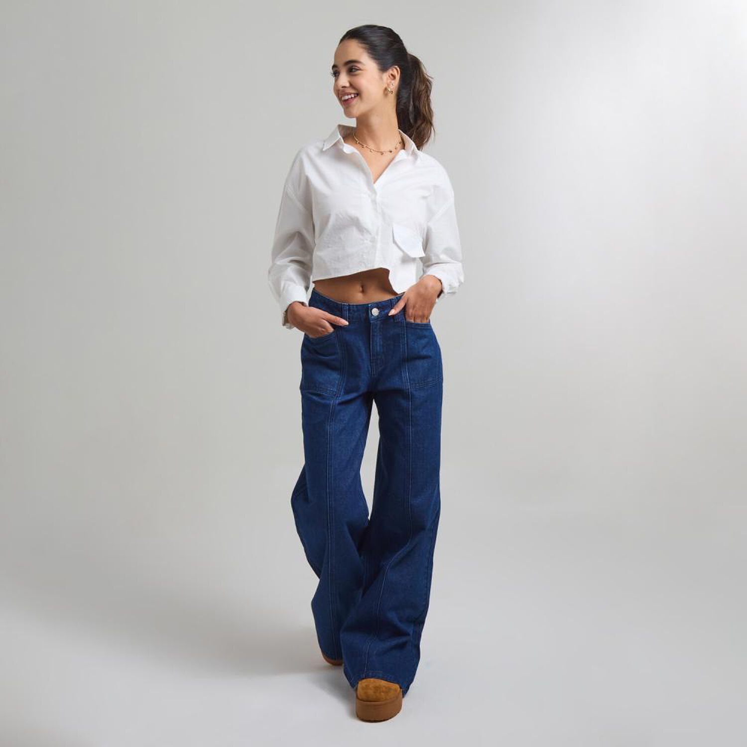 Jeans Tiro Medio Palazzo Mujer Freedom image number 1.0