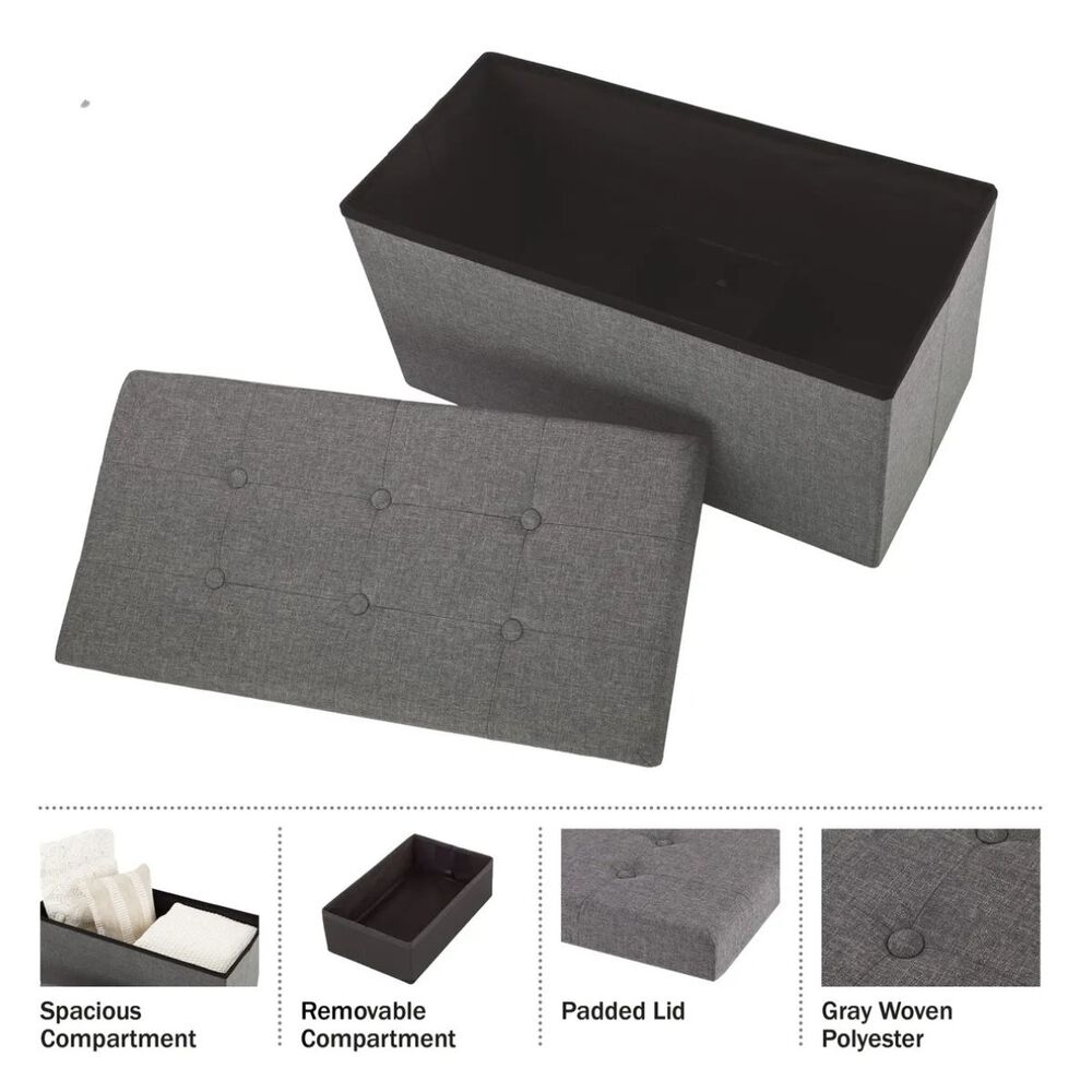 Banqueta Pouf Lino Gris image number 1.0