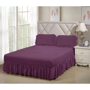 Faldon Liso Cama De 1,5 Plaza