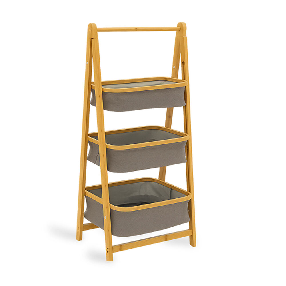 Estante Organizador Plegable 3 Niveles | Cestas De Tela Gris image number 0.0