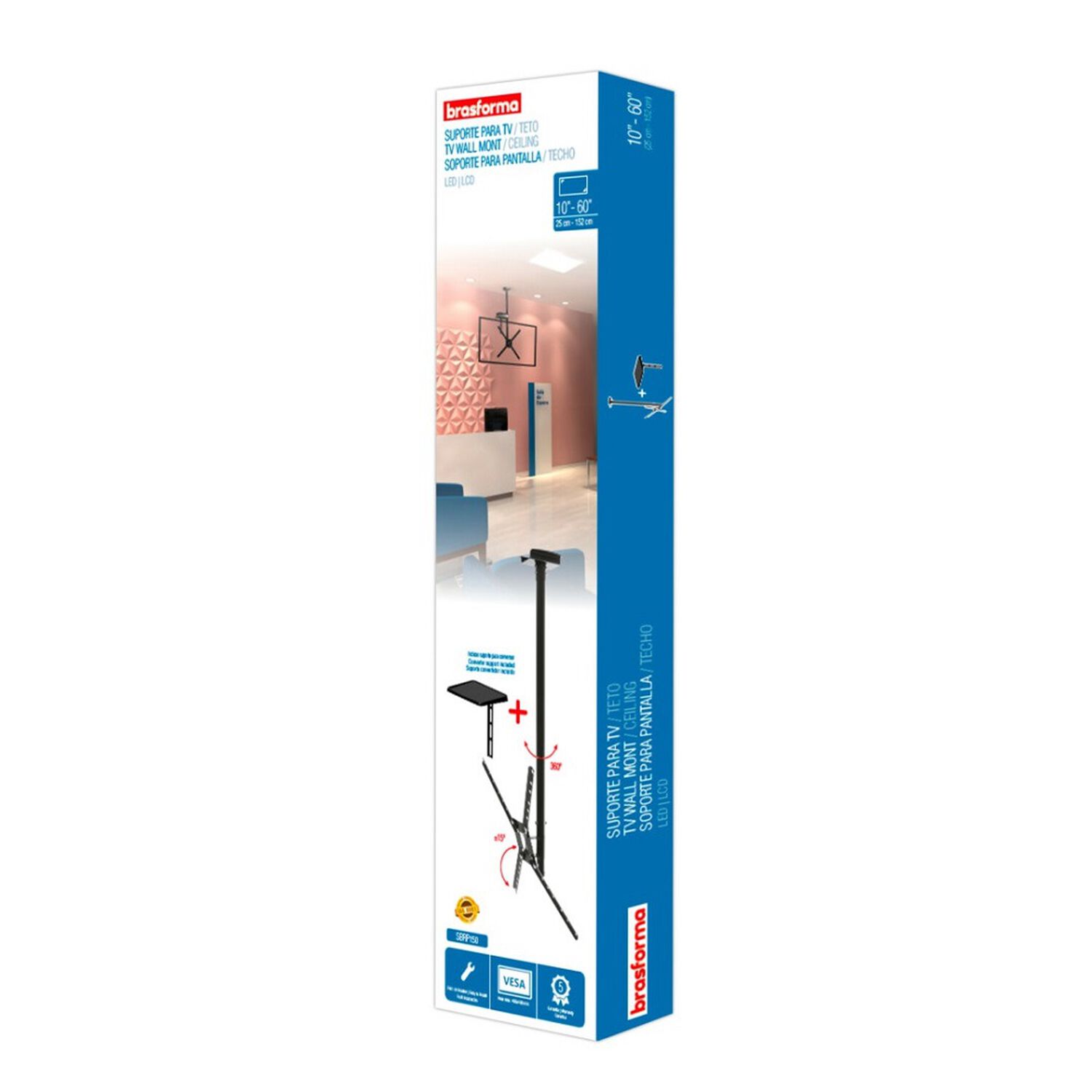 Soporte De Techo Para Tv 10" A 60" + Deco - Blanco Sbrp150b - Brasforma image number 5.0
