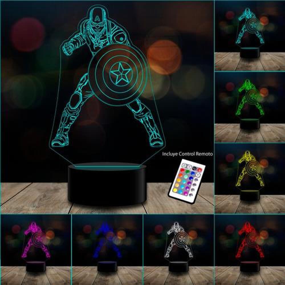 Lámpara 3d Capitan America Control Remoto image number 1.0