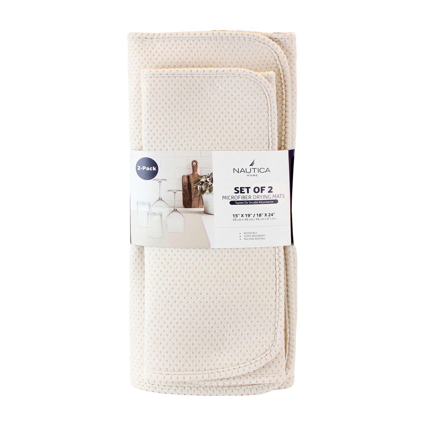 Set De 2 Tapetes De Secado Nautica Home Alta Absorci&oacute;n Beige image number 3.0
