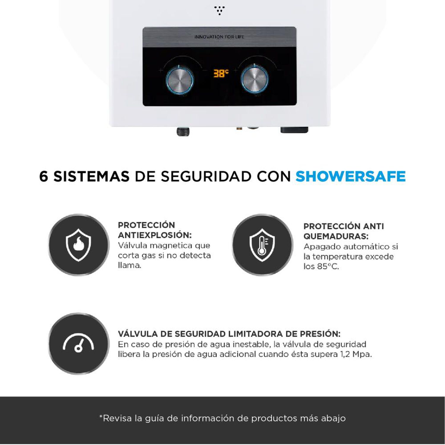 Calefont Midea MGWH5-10MDNCLW-GL / Tiro Natural / Gas Licuado  / 5 Litros image number 3.0