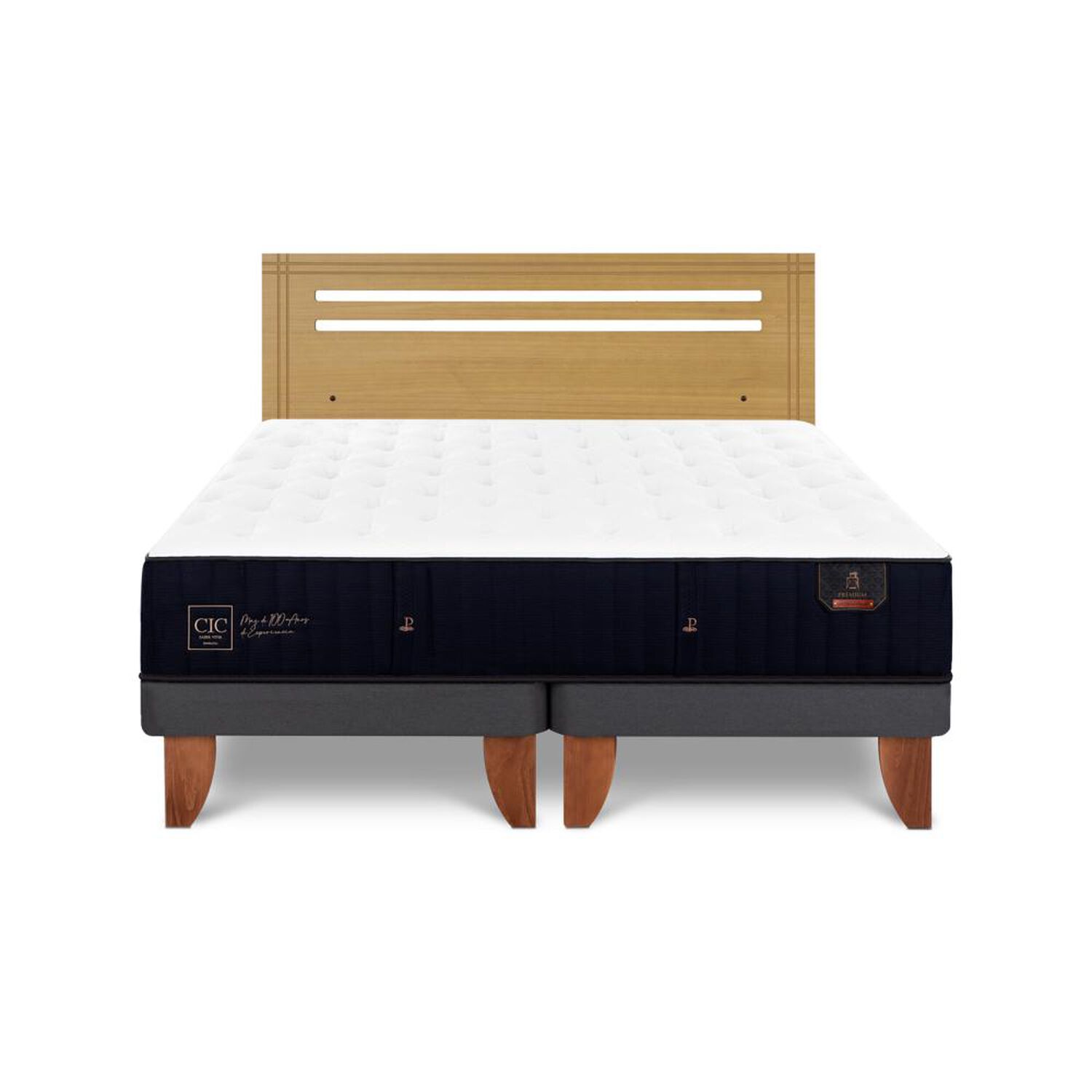 Cama Europea Cic Linea Premium / 2 Plazas / Base Dividida + Respaldo image number 0.0