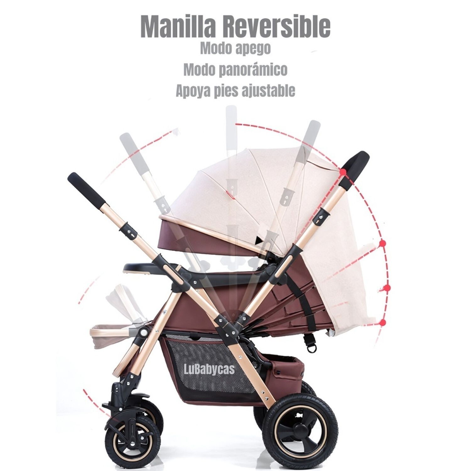 Coche De Paseo Reversible Rubik Negro Lubabycas image number 2.0