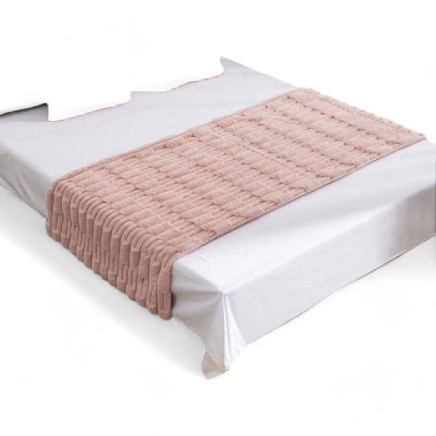 Piecera Pie De Cama Texturizada Peludita De 2 Plazas O King Medida 70cm X 210cm Color Rosado image number 0.0