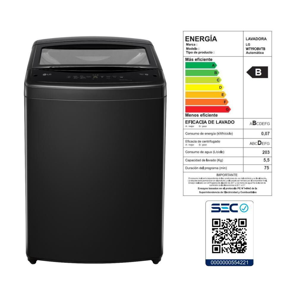 Lavadora LG WT19OBVTB / 19 Kilos image number 10.0