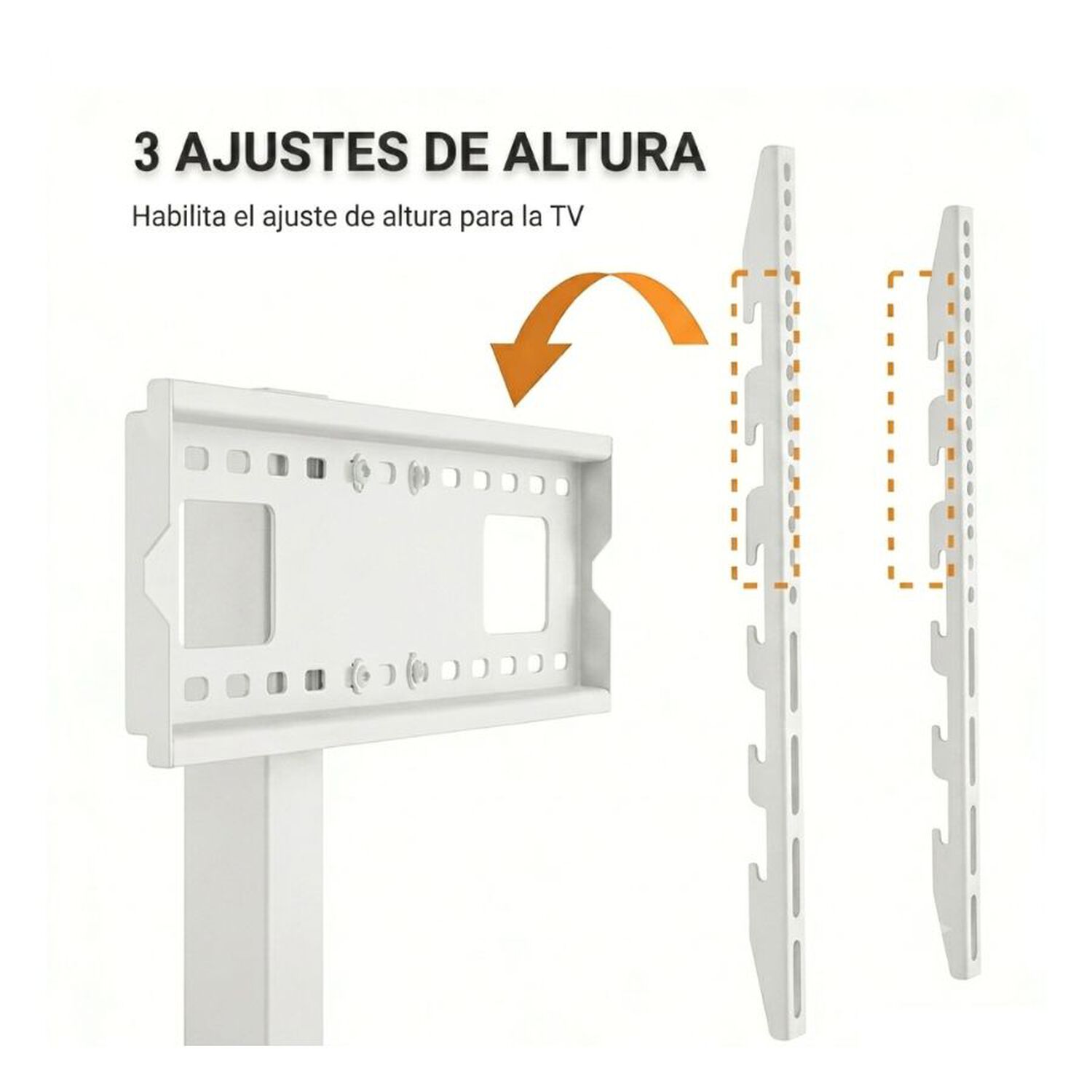 Soporte Tv M&oacute;vil Con Ruedas 32-65" Altura Regulable Blanco image number 3.0