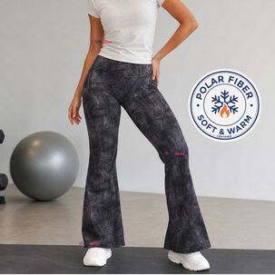 Pantal&oacute;n Polar Con Chiporro Palazzo Mujer Calza Elasticada T&eacute;rmica Negra