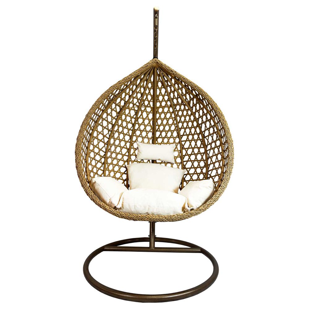 Silla Colgante Haw&aacute;i L Caramelo Coj&iacute;n Marfil image number 1.0