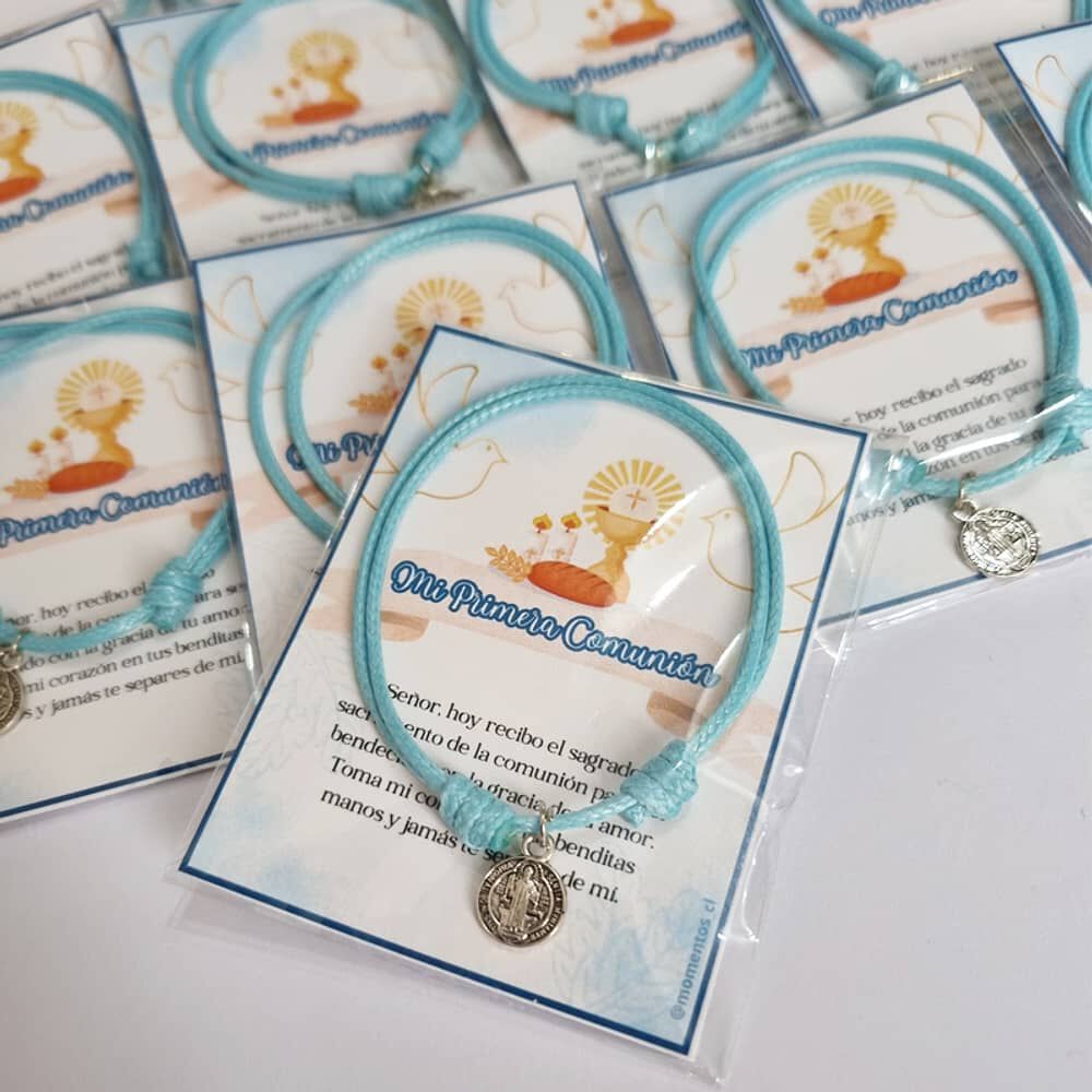 Recuerdos Primera Comunion Encintados 12 Pulseras + Tarjetas image number 1.0