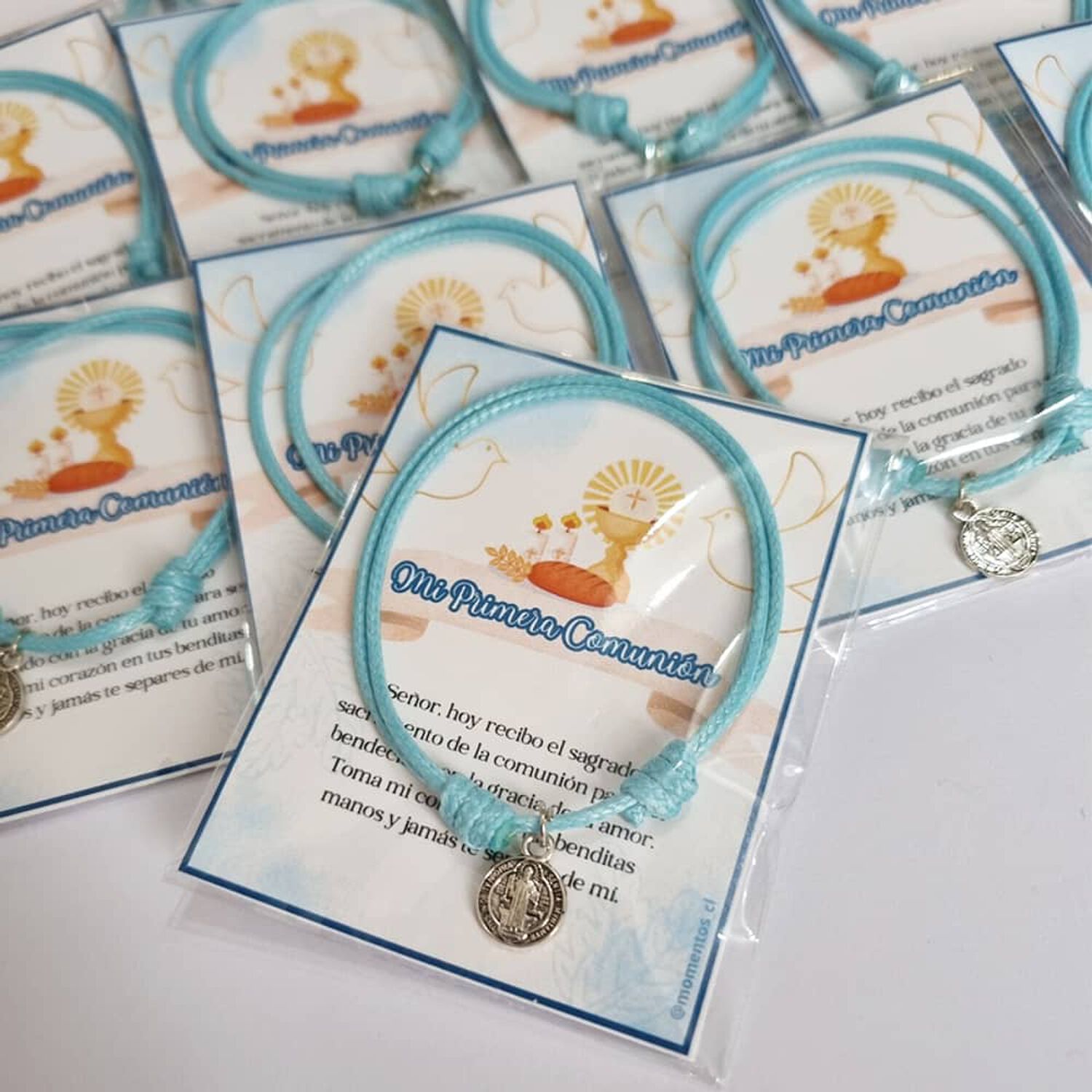Recuerdos Primera Comunion Encintados 12 Pulseras + Tarjetas image number 1.0