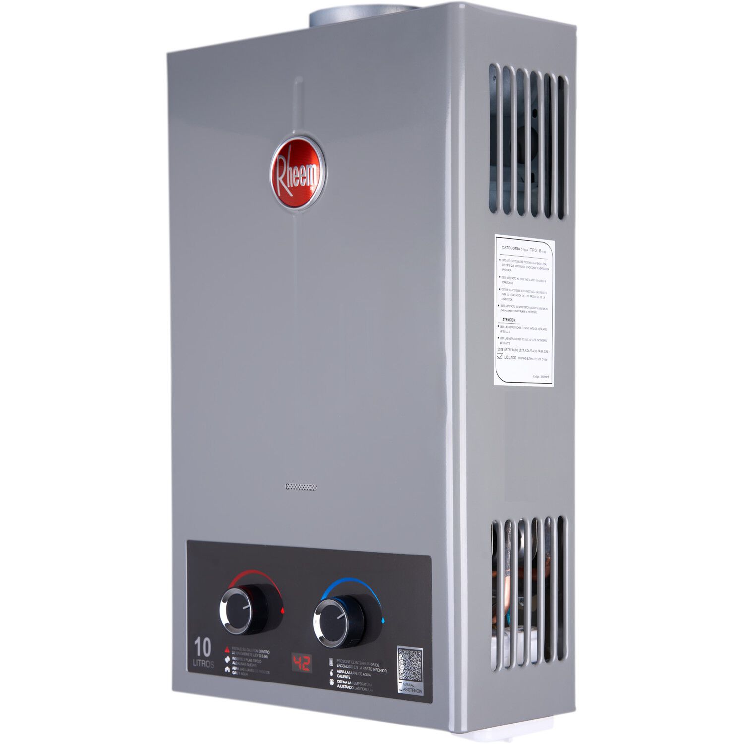 Calefont Digital 10 Litros Gas Licuado Tiro Natural Rheem image number 5.0