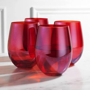 Set 12 Vasos Vidrio Bajos Full Color Rojo 480ml Allegra