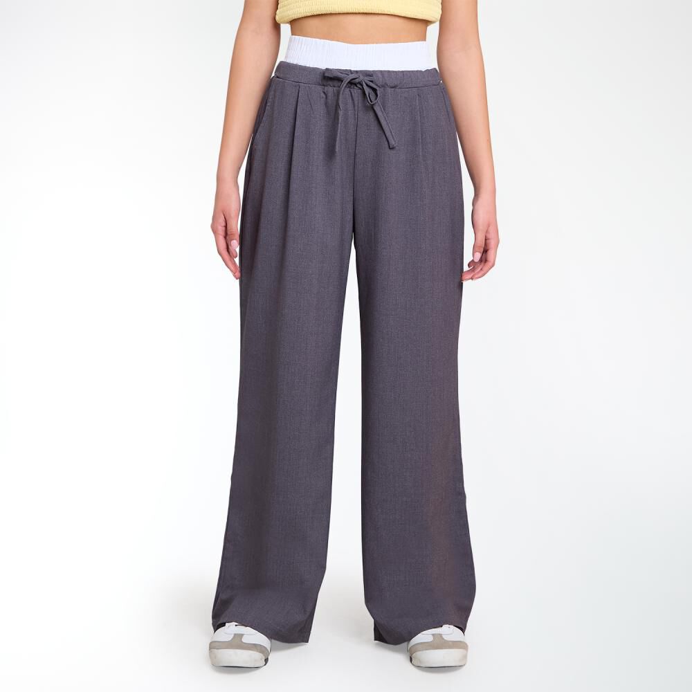 Pantalón Doble Pretina Y Amarras Tiro Medio Relax Mujer Freedom image number 0.0