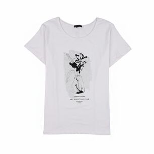 Polera Print Delantero Fozalizado Manga Corta Cuello Redondo Mujer Kimera