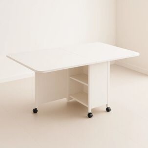 Mesa De Comedor Plegable Extendible Blanca 140x60cm