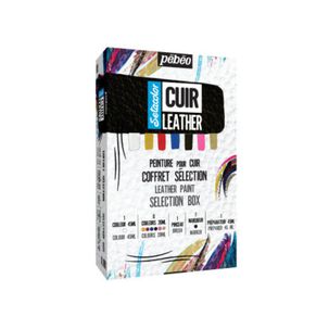 Kit Pintura Cuero 6 Colores + Impl. Pebeo Setacolor Cuir