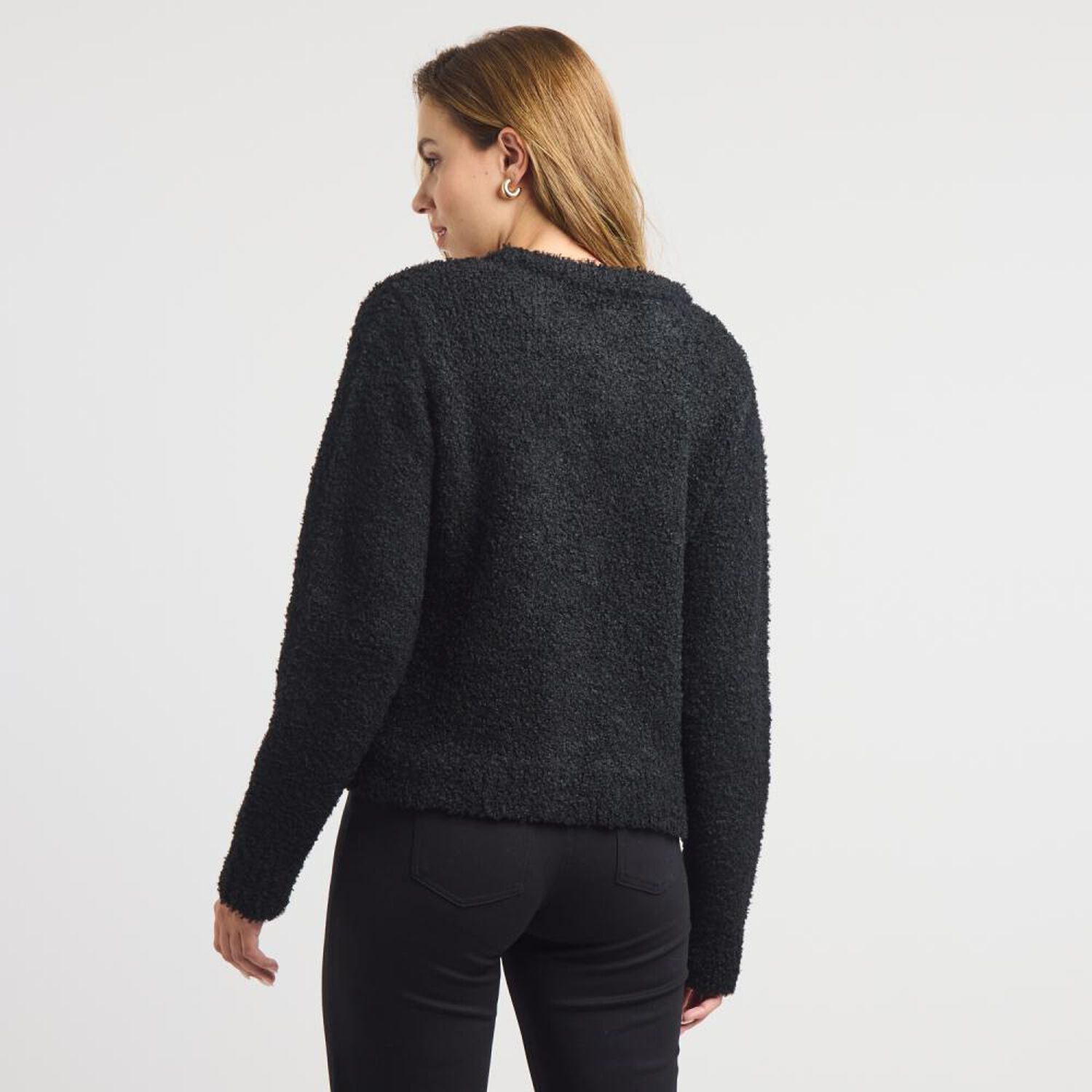 Sweater Cardigan Boucle Manga Larga Cuello Redondo Mujer Kimera image number 3.0
