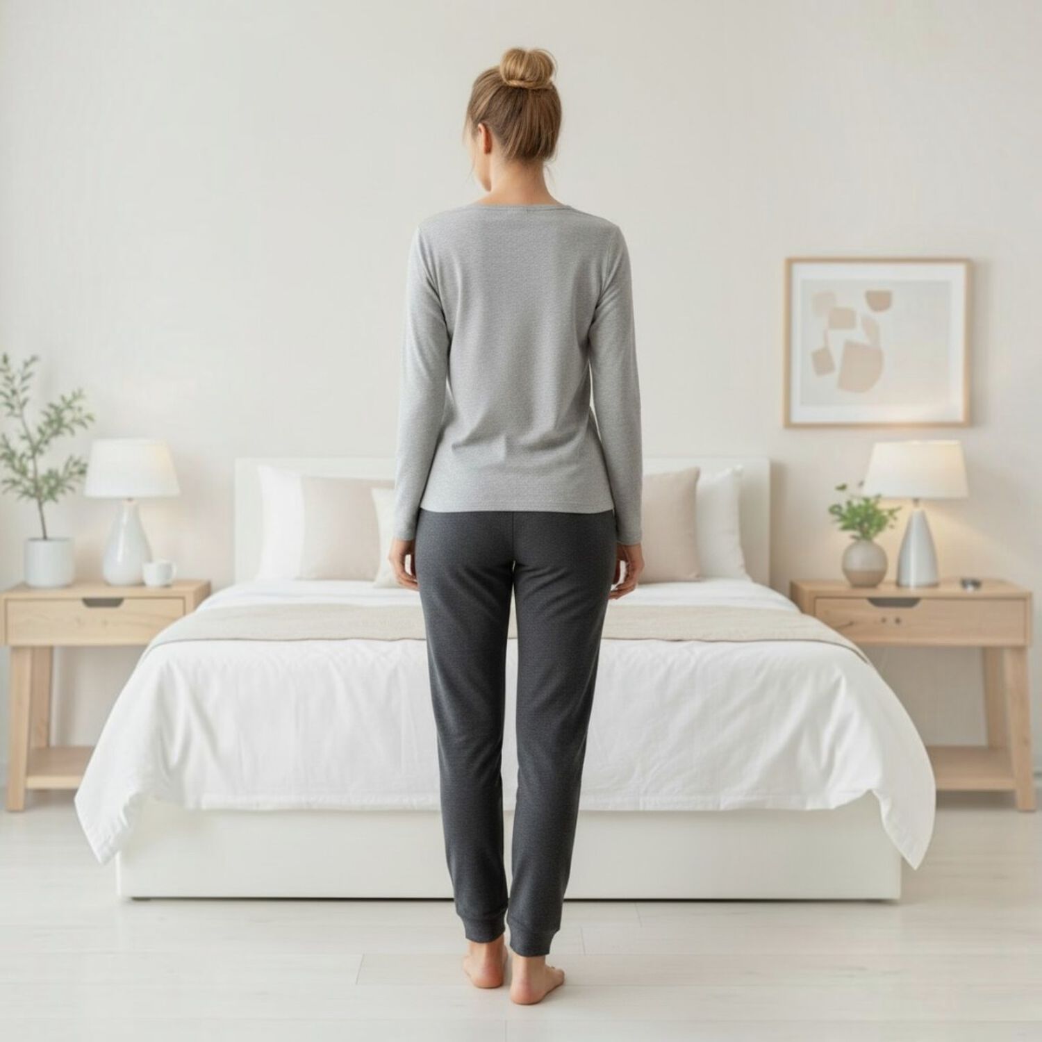Pijama Mujer Algod&oacute;n Peace Love Coffee Gris image number 3.0