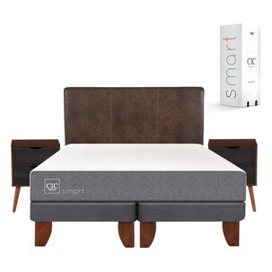 Cama Europea Cic Smart / 2 Plazas / Base Dividida + Set De Maderas