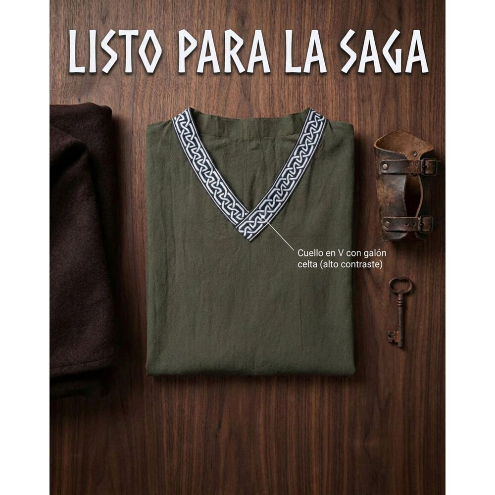 Traje T&uacute;nica Disfraz Medieval Vikingo image number 10.0
