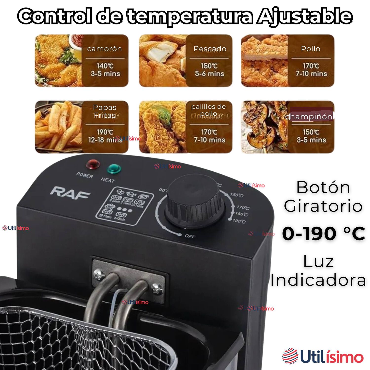 Freidora De Aceite 3l El&eacute;ctrica 2000w De Potencia Acero Inoxidable image number 6.0