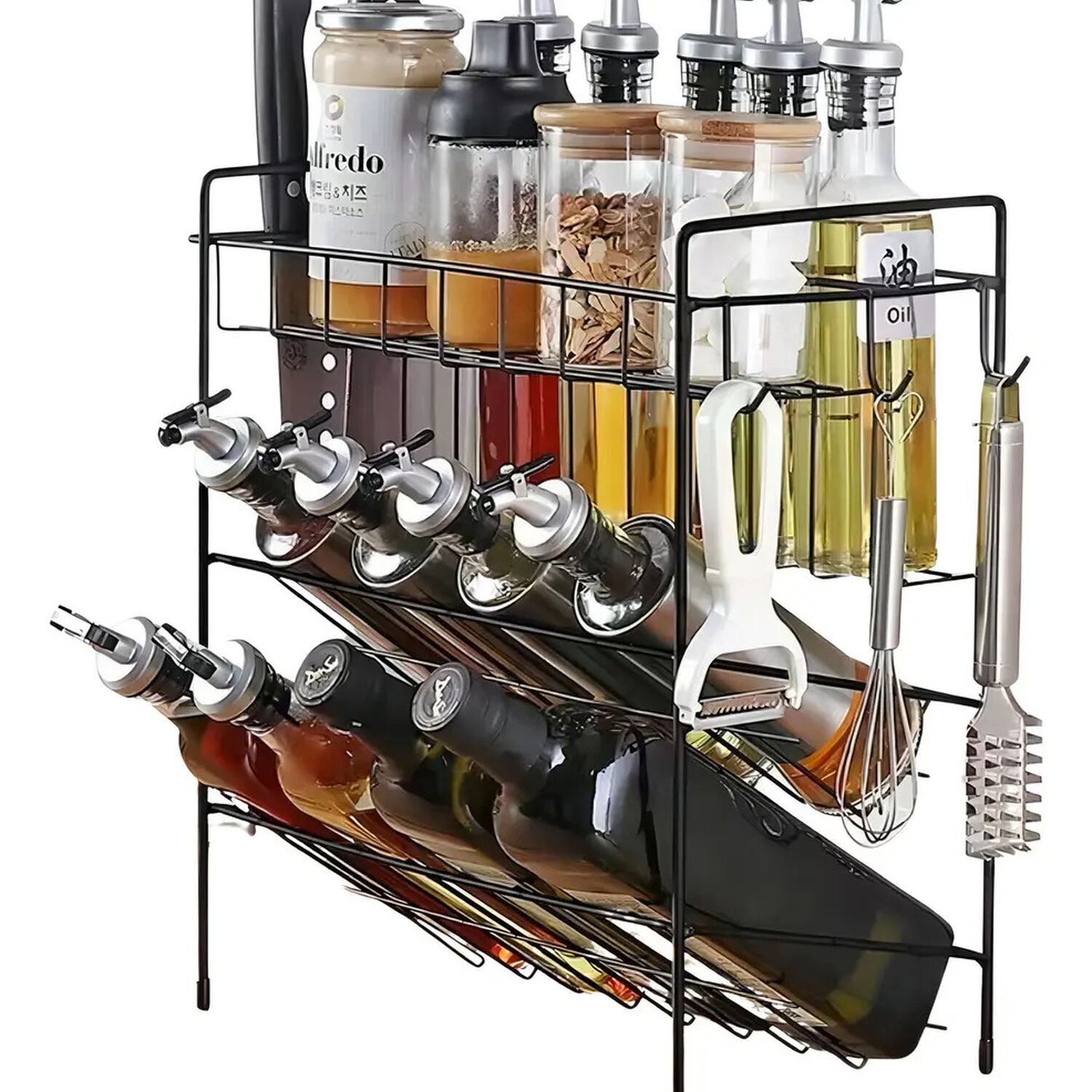 Organizador Rack De Cocina Multifuncional 3 Niveles Color Negro image number 2.0