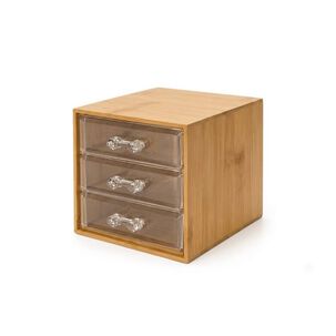 Organizador Escritorio Bamb&uacute; 3 Cajones Acr&iacute;lico Transparente Mini