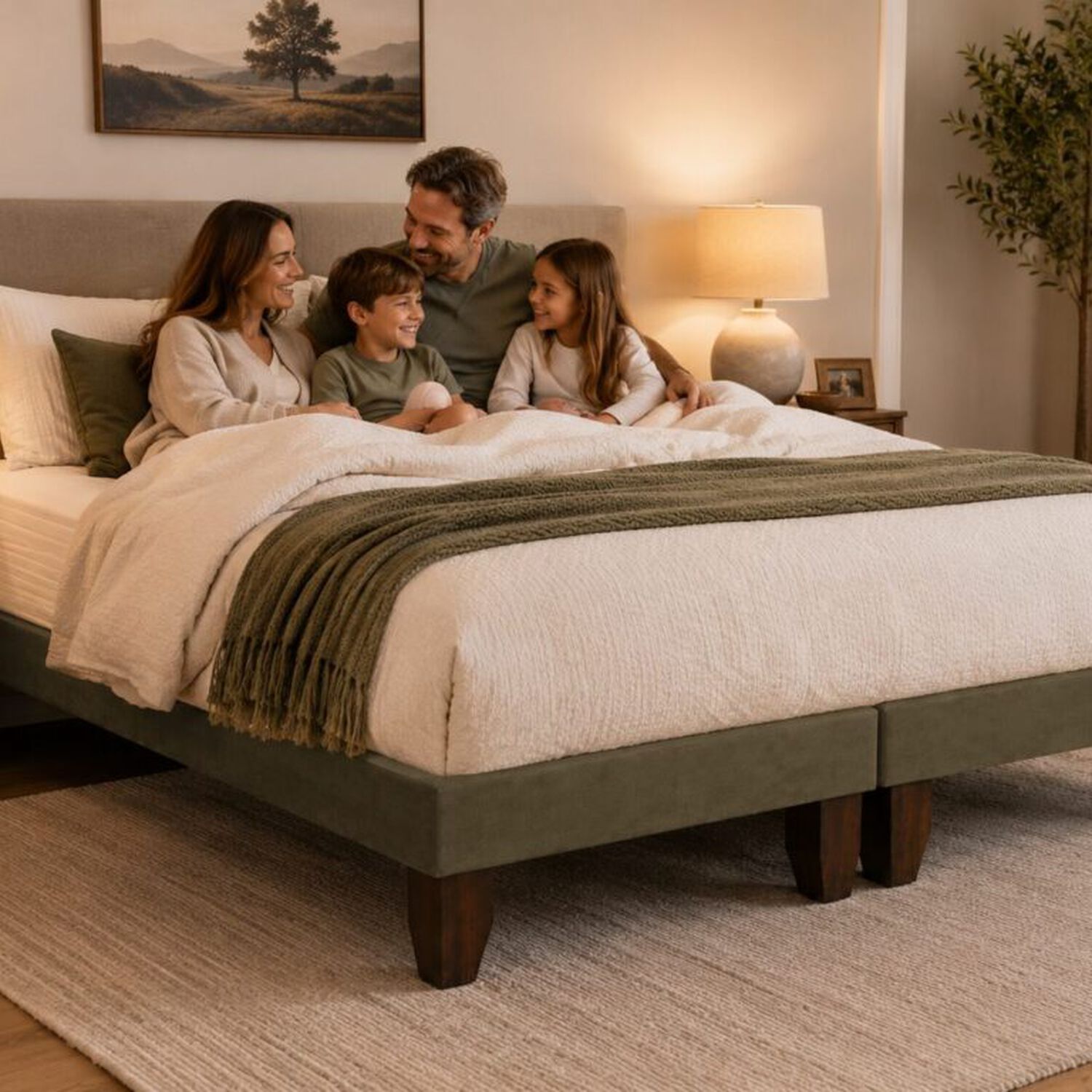 Base De Cama Europea 2 Plazas Dividida Verde Oliva 190 Cm Largo image number 3.0