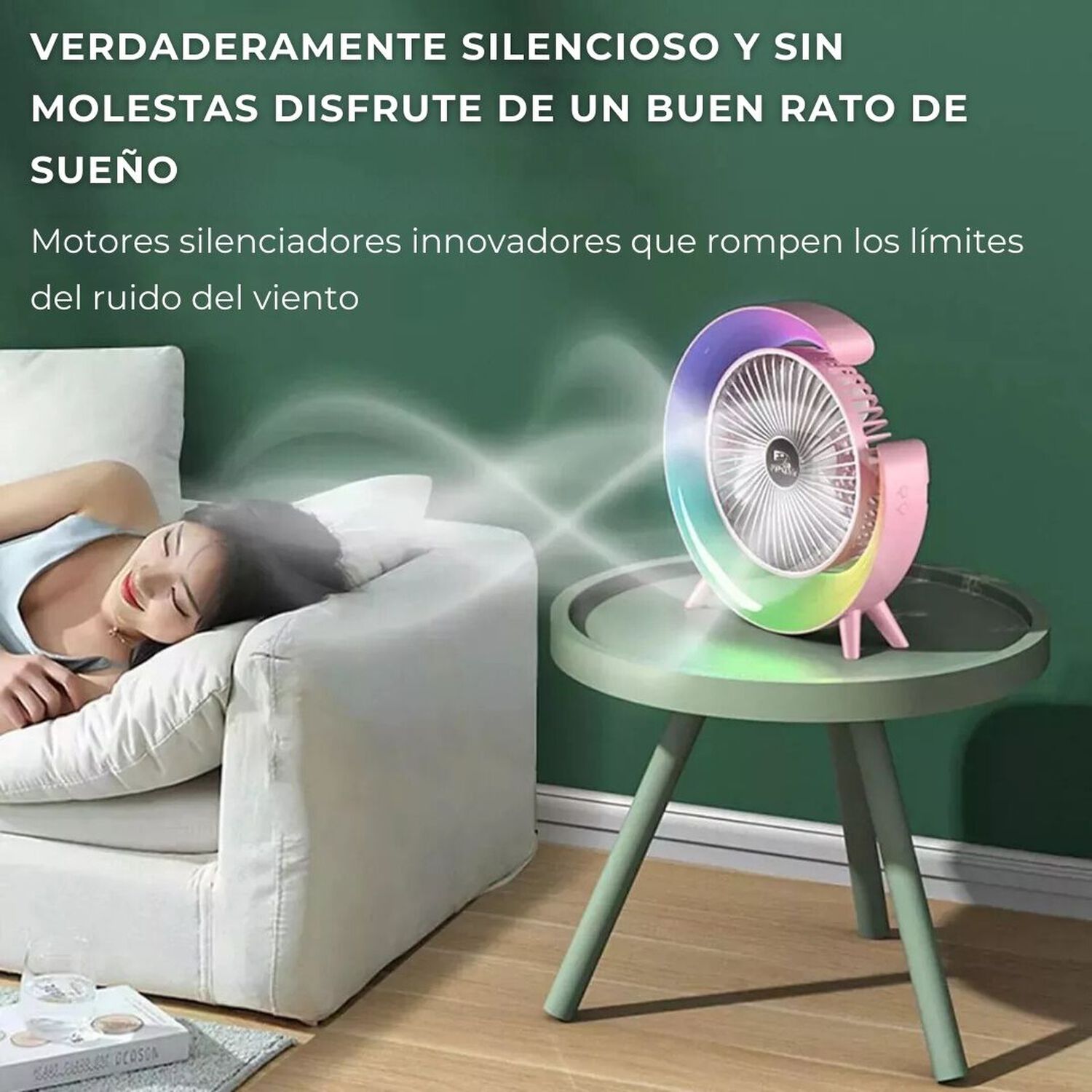 Ventilador Escritorio Port&aacute;til Usb Con L&aacute;mpara Luces Led Colores image number 4.0