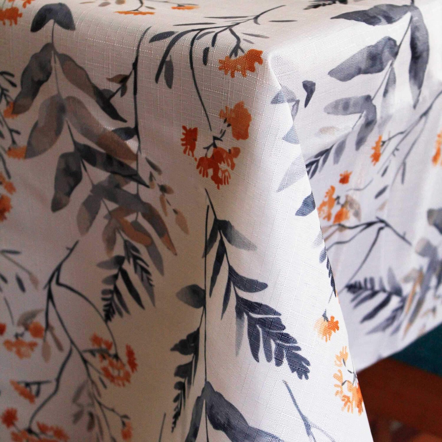 Set 2 Manteles Antimanchas Floral Y Natural 160x220 Cm image number 1.0