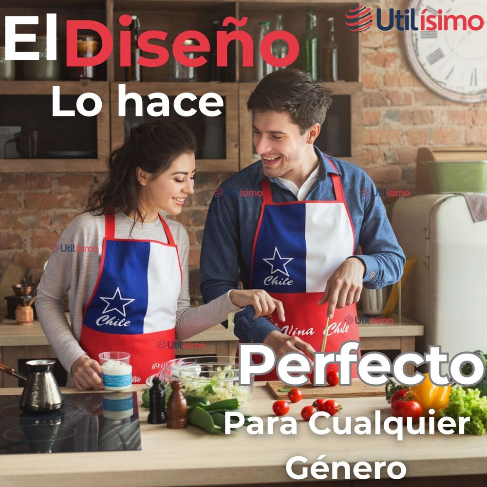 Delantal Cocina Fiestas Patrias Bandera Chilena 60x90 Cm Viva Chile image number 3.0