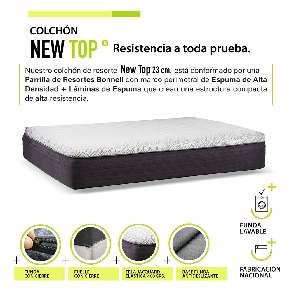 Cama Funcional Boxet Full 1.35 Mt Colchon Resortes New Top Funda Lavable Beige image number 3.0