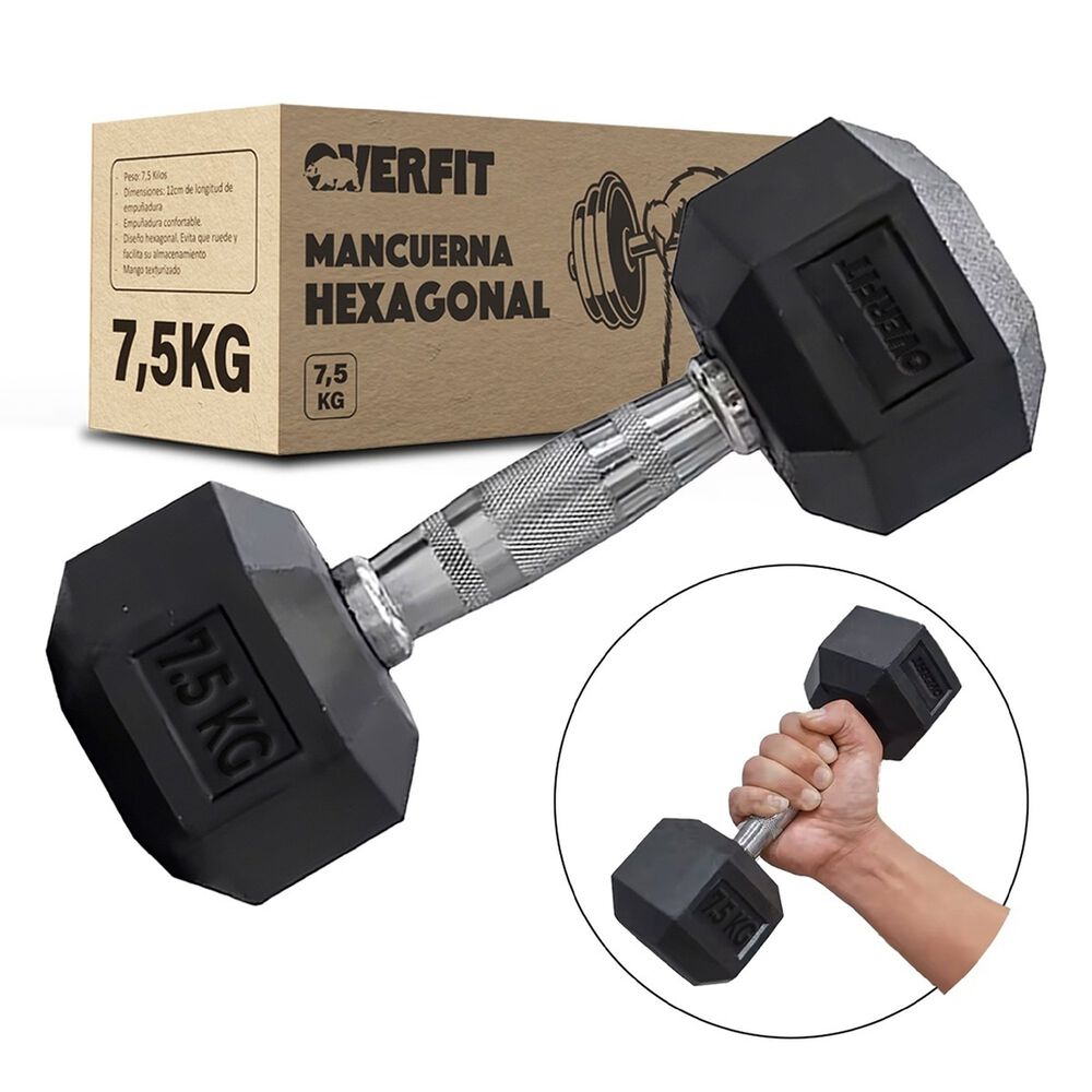 Mancuerna Hexagonal 7.5kg Acero Y Caucho Overfit image number 12.0